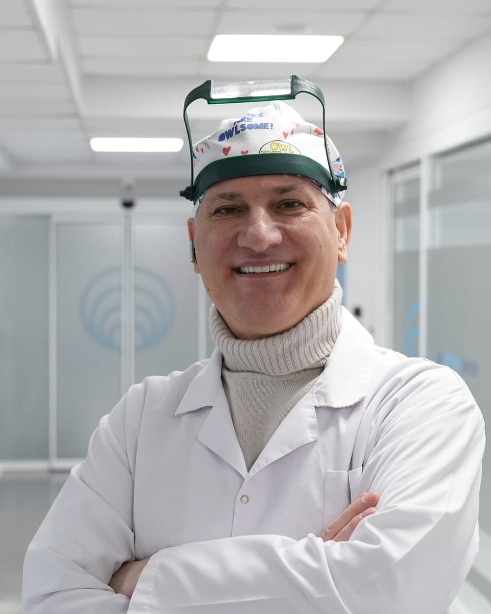 Dr. Yetkin Bayer in the corridor of his clinic in Kuruçeşme, Istanbul